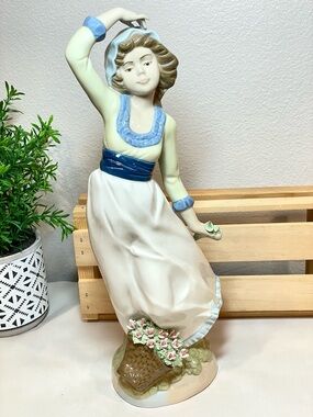 Nadal “Girl w Flowers” Hand Painted Porcelain Figurine | Retired | Repaired